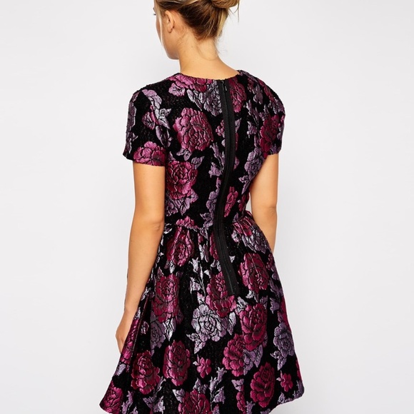 ASOS Structured Dolly Skater Dress Floral Black 0 - Picture 13 of 15
